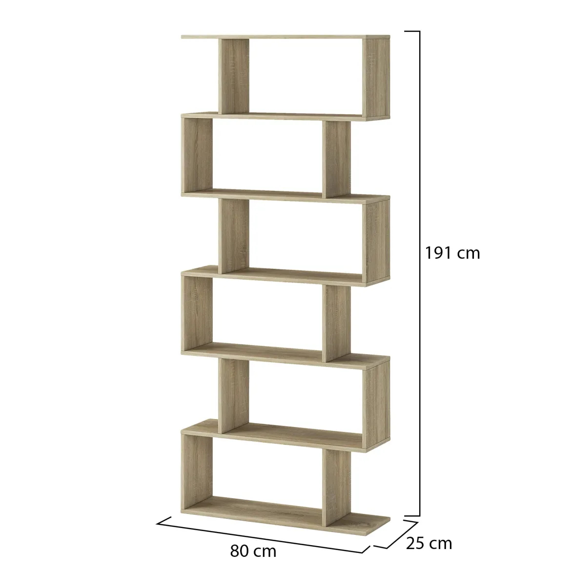 Libreria Marrone Rovere 8 Ripiani 2 Cassetti 80x25x189h cm, Installazione Libera - Imer