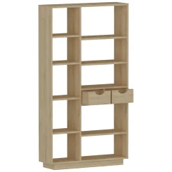 Libreria Marrone Rovere 8 Ripiani 2 Cassetti 80x25x189h cm, Installazione Libera - Imer