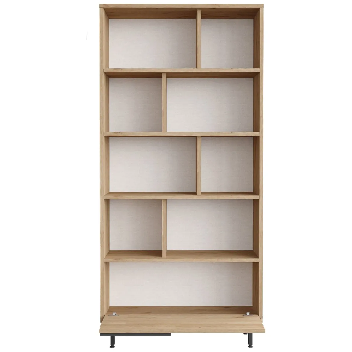 Libreria Marrone Rovere 9 Ripiani Installazione Libera 45x20x150h cm, Struttura Verticale - Mortara