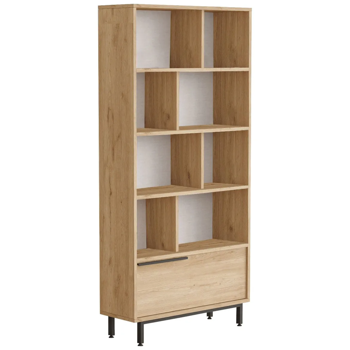 Libreria Marrone Rovere 9 Ripiani Installazione Libera 45x20x150h cm, Struttura Verticale - Mortara
