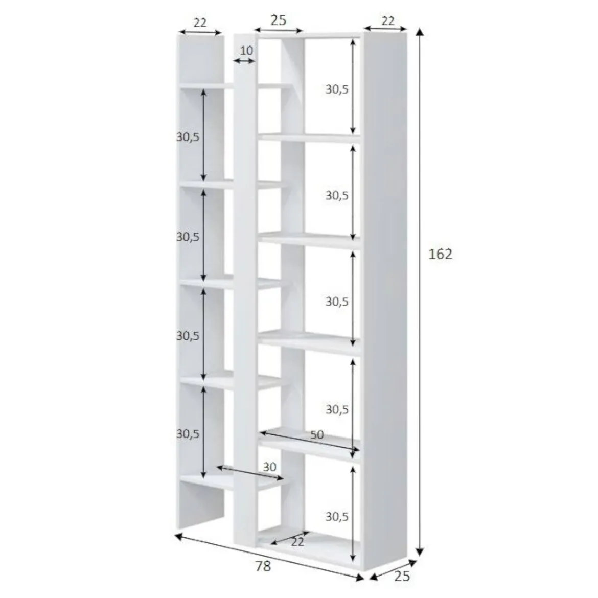 Libreria moderna bianca lucida 80x190h cm - As