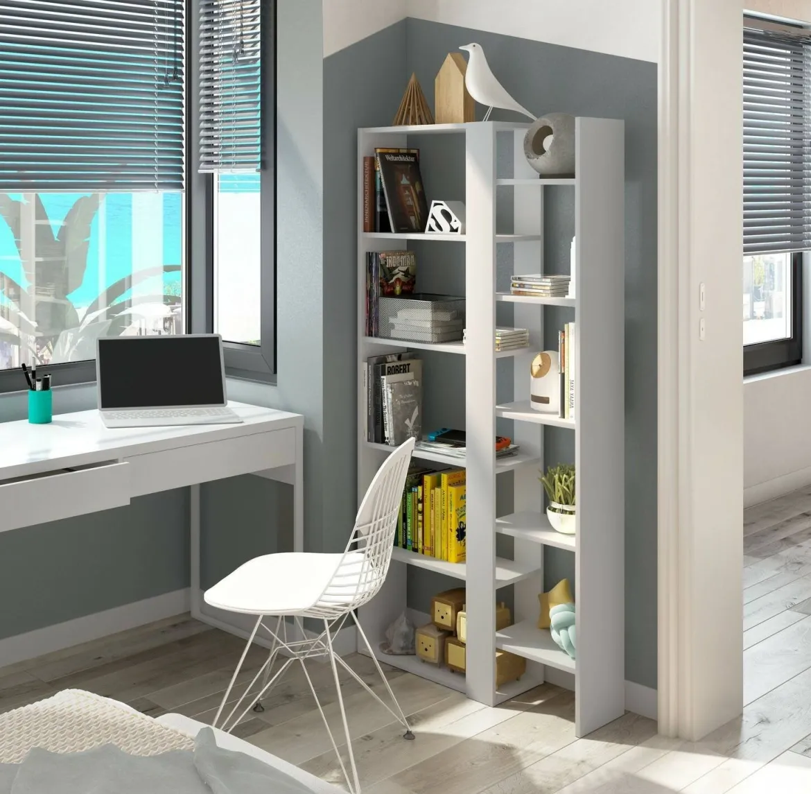 Libreria moderna bianca lucida 80x190h cm - As