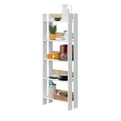 Libreria moderna bianca lucida e rovere 57x170h cm - Haruki