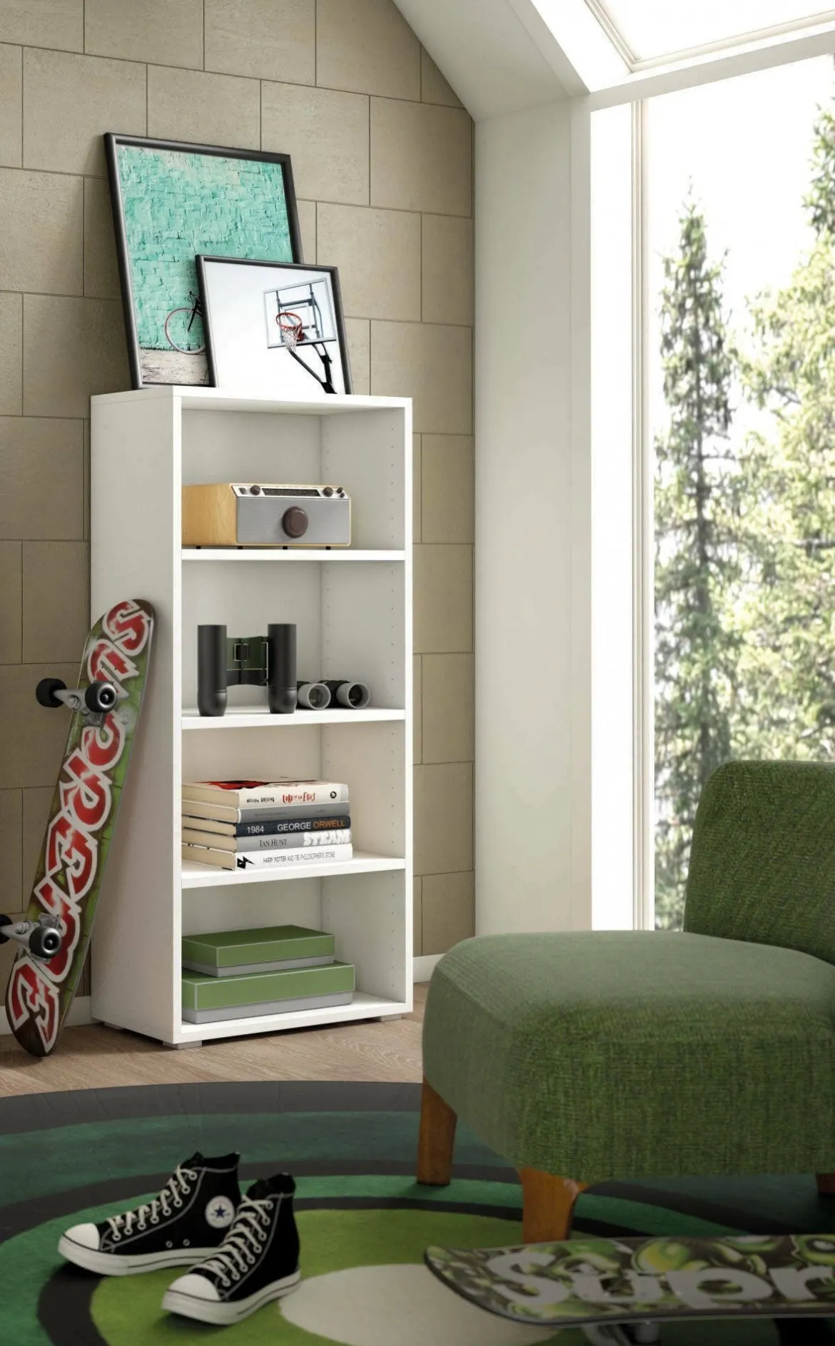 Libreria moderna bianca 60x130h cm - Aky