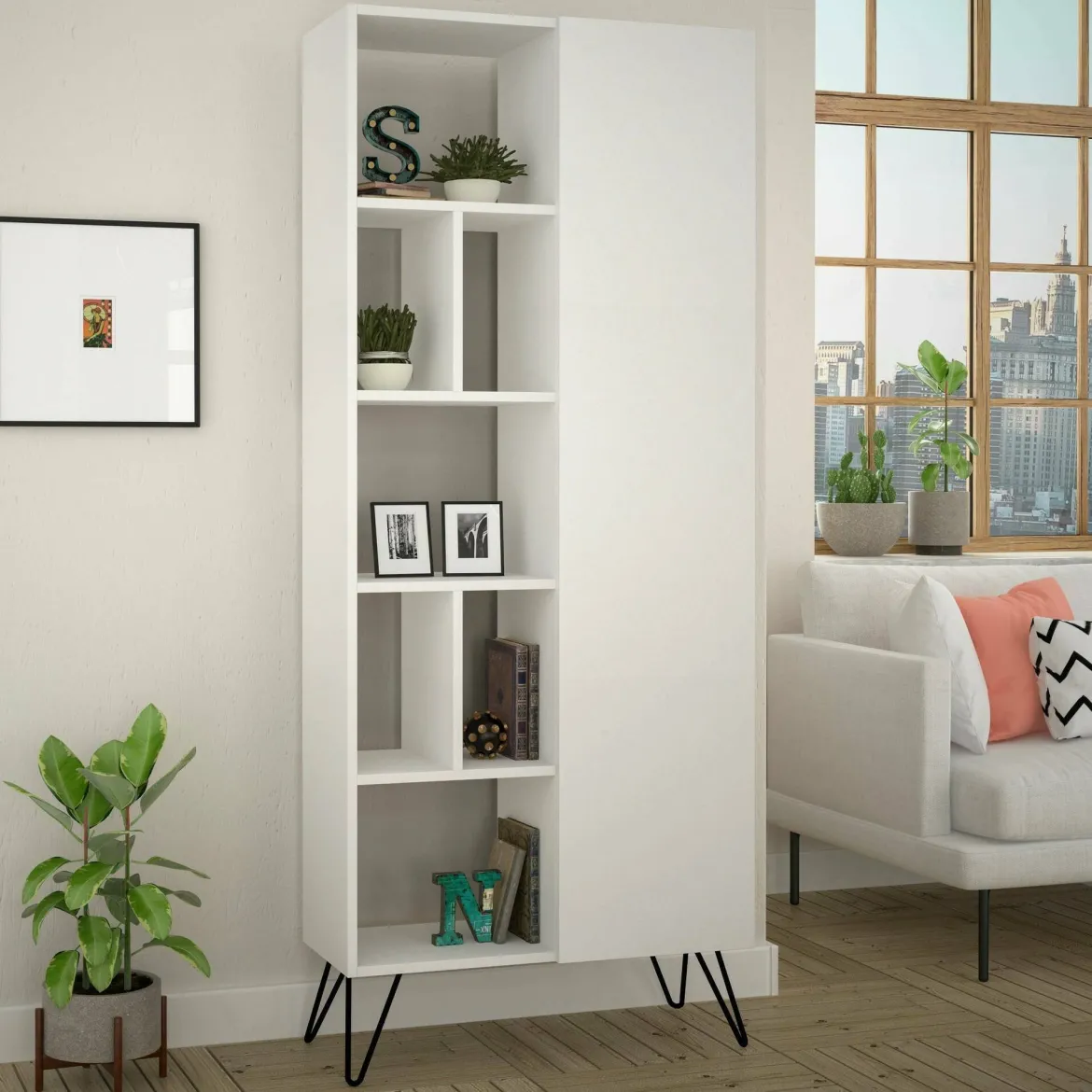Libreria moderna bianca 79x203h cm - Michel