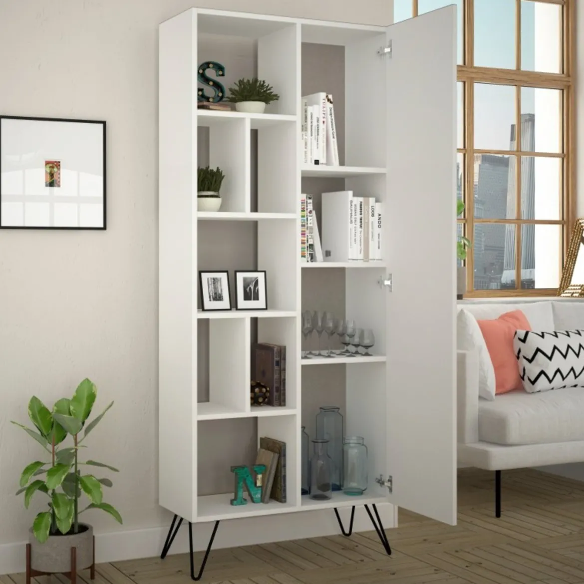 Libreria moderna bianca 79x203h cm - Michel