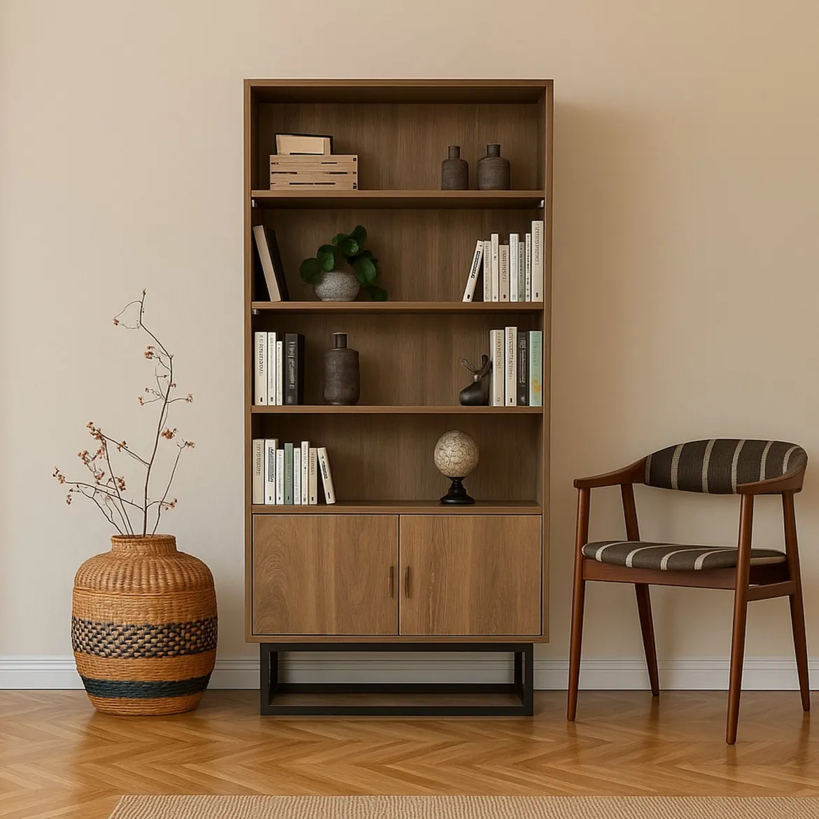 Libreria moderna noce e nera 80x182h cm - Morgana