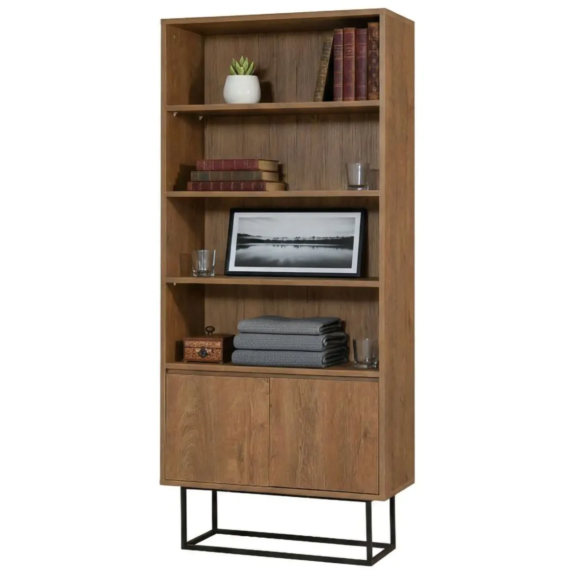 Libreria moderna noce e nera 80x182h cm - Morgana