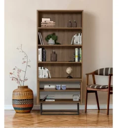Libreria moderna noce e nera 80x182h cm - Morgana