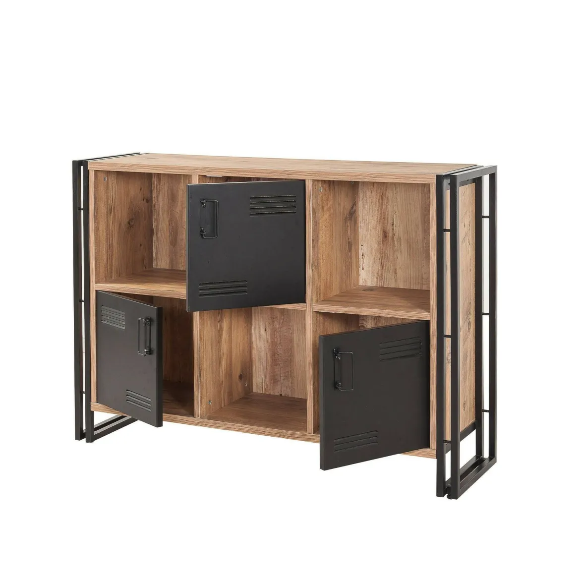 Libreria moderna quercia e nera 126x89h cm - Ercolina