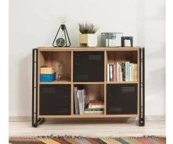 Libreria moderna quercia e nera 126x89h cm - Ercolina