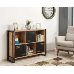 Libreria moderna quercia e nera 126x89h cm - Ercolina