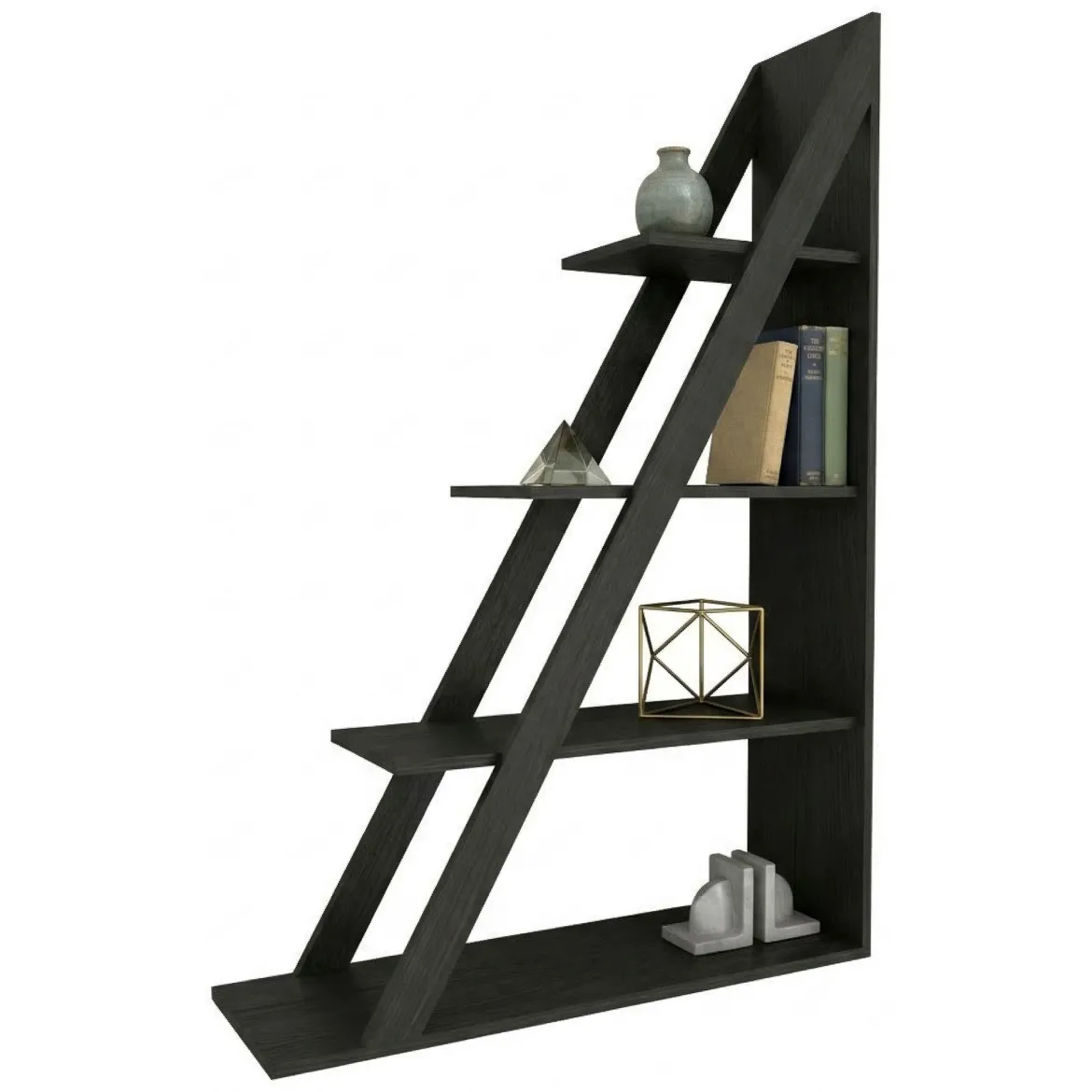 Libreria Nero Antracite 3 Ripiani Installazione Libera 100x30x150h cm, Struttura Verticale - Camaiore