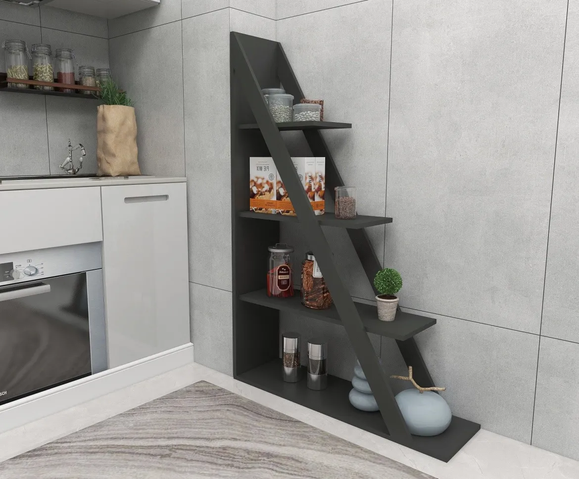Libreria Nero Antracite 3 Ripiani Installazione Libera 100x30x150h cm, Struttura Verticale - Camaiore