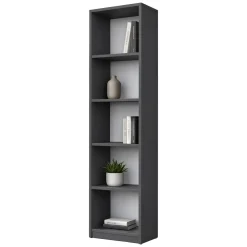 Libreria Nero Antracite 4 Ripiani Installazione Libera 40x25x162h cm, Struttura Verticale - Clitunno