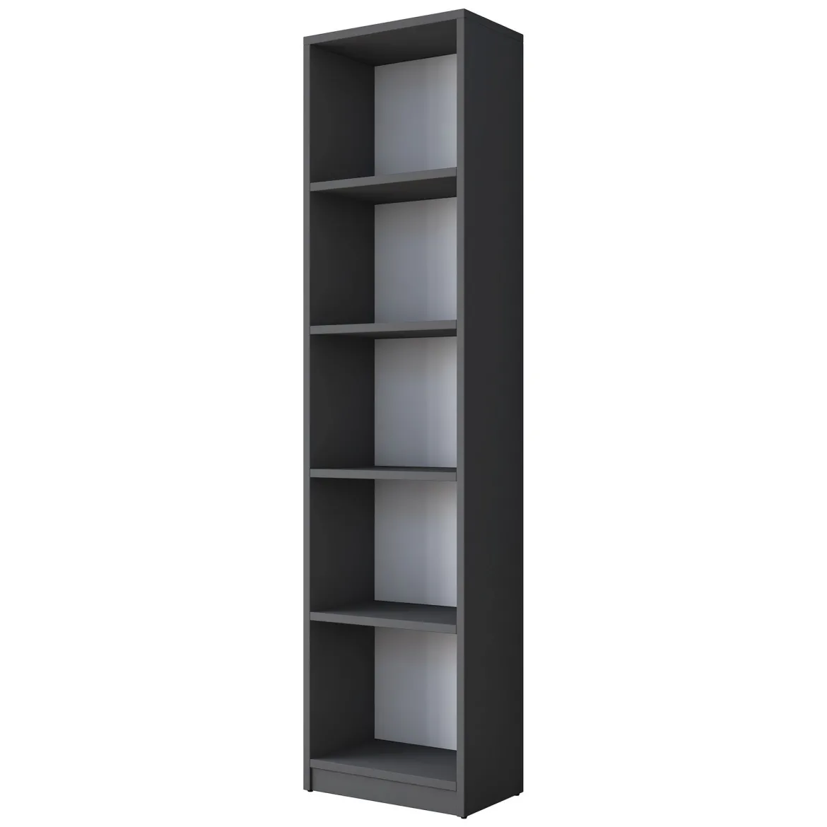 Libreria Nero Antracite 4 Ripiani Installazione Libera 40x25x162h cm, Struttura Verticale - Clitunno
