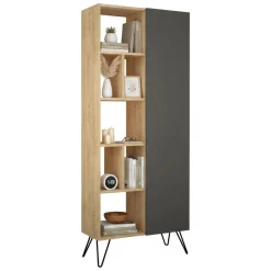 Libreria rialzata quercia e antracite 79x190h cm - Lince