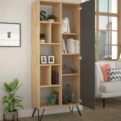 Libreria rialzata quercia e antracite 79x190h cm - Lince