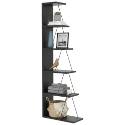 Libreria 5 ripiani antracite e nera 50x150h cm - Erminia