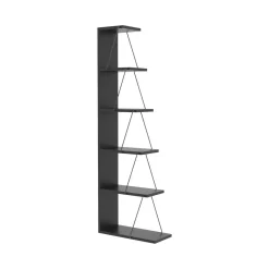 Libreria 5 ripiani antracite e nera 50x150h cm - Erminia