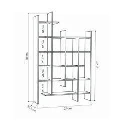 Libreria 18 ripiani antracite 122x188h cm - Achela