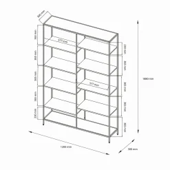 Libreria 9 ripiani ardesia 120x188h cm - Dorgali