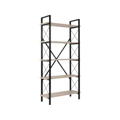 Libreria 5 ripiani beige e nera 90x180h cm - Suriel