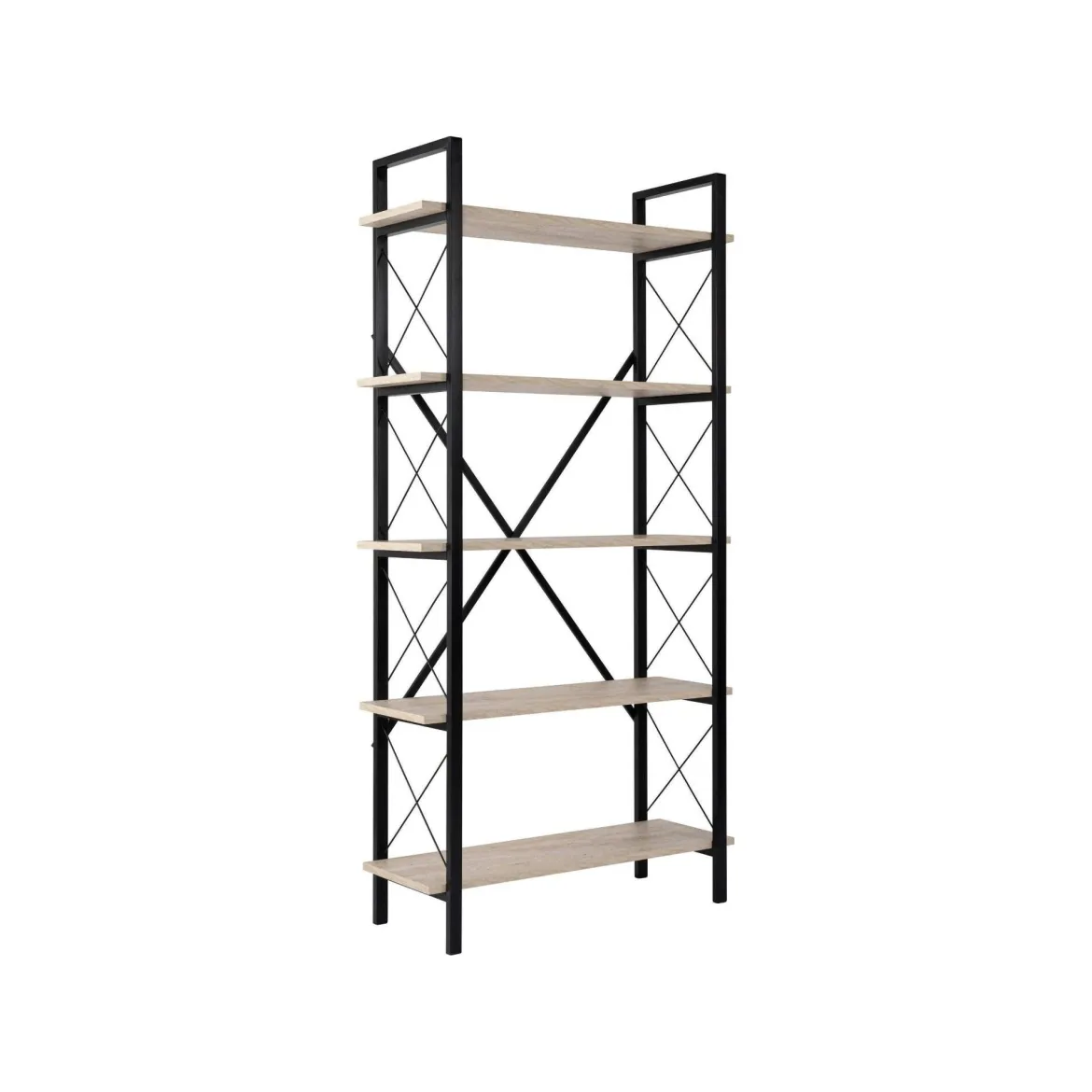 Libreria 5 ripiani beige e nera 90x180h cm - Suriel