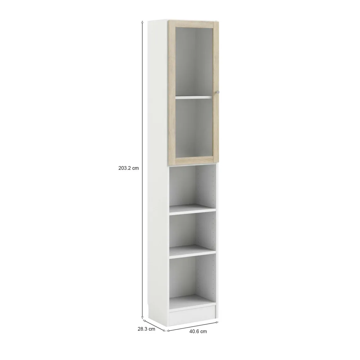 Libreria 4 ripiani bianca e quercia 40x203h cm - Greg