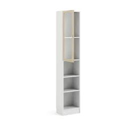 Libreria 4 ripiani bianca e quercia 40x203h cm - Greg
