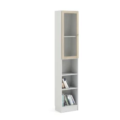 Libreria 4 ripiani bianca e quercia 40x203h cm - Greg