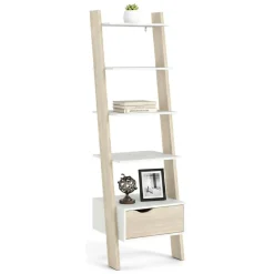 Libreria 4 ripiani bianca e quercia 55x180h cm - Acascia