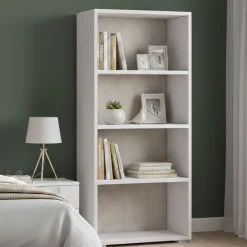Libreria 3 ripiani bianca e rovere 60x130h cm - Aky