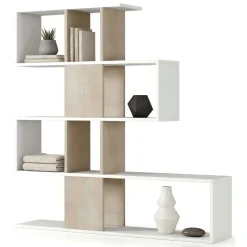 Libreria 4 ripiani bianca e rovere 145x145h cm - Allison