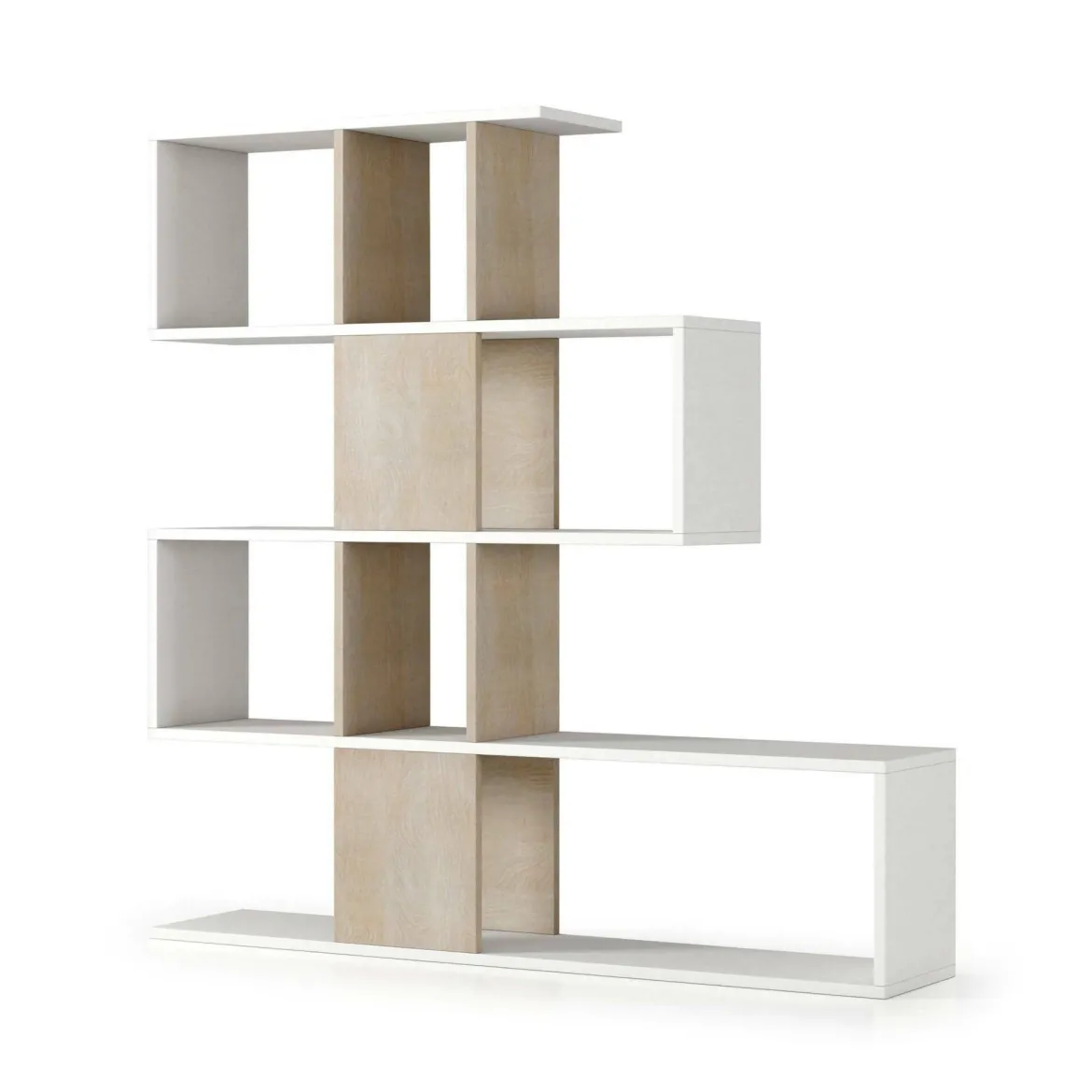 Libreria 4 ripiani bianca e rovere 145x145h cm - Allison