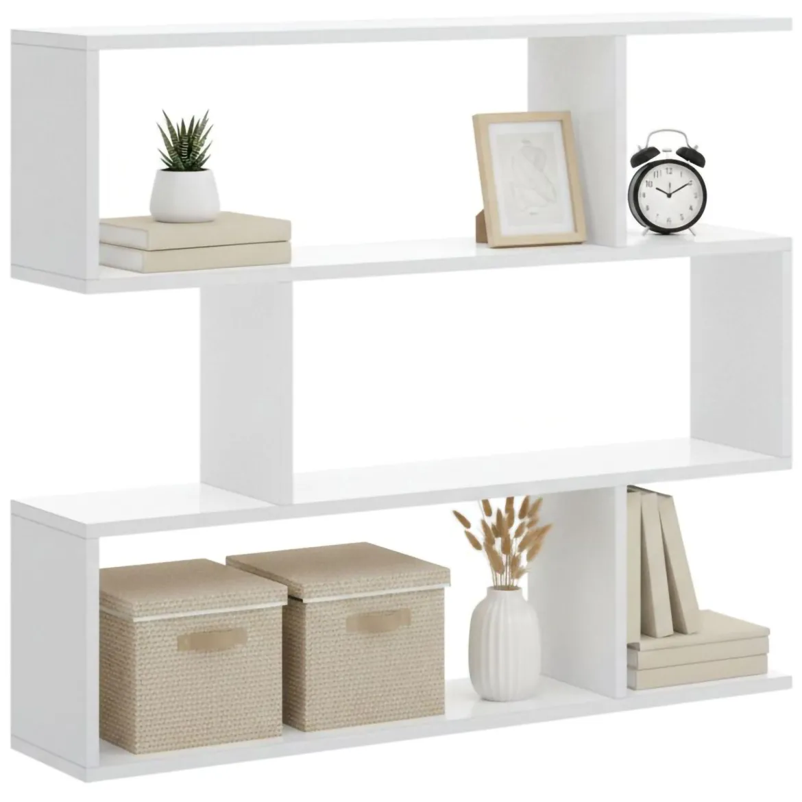 Libreria 3 ripiani bianca lucida 110x96h cm - Acsidol
