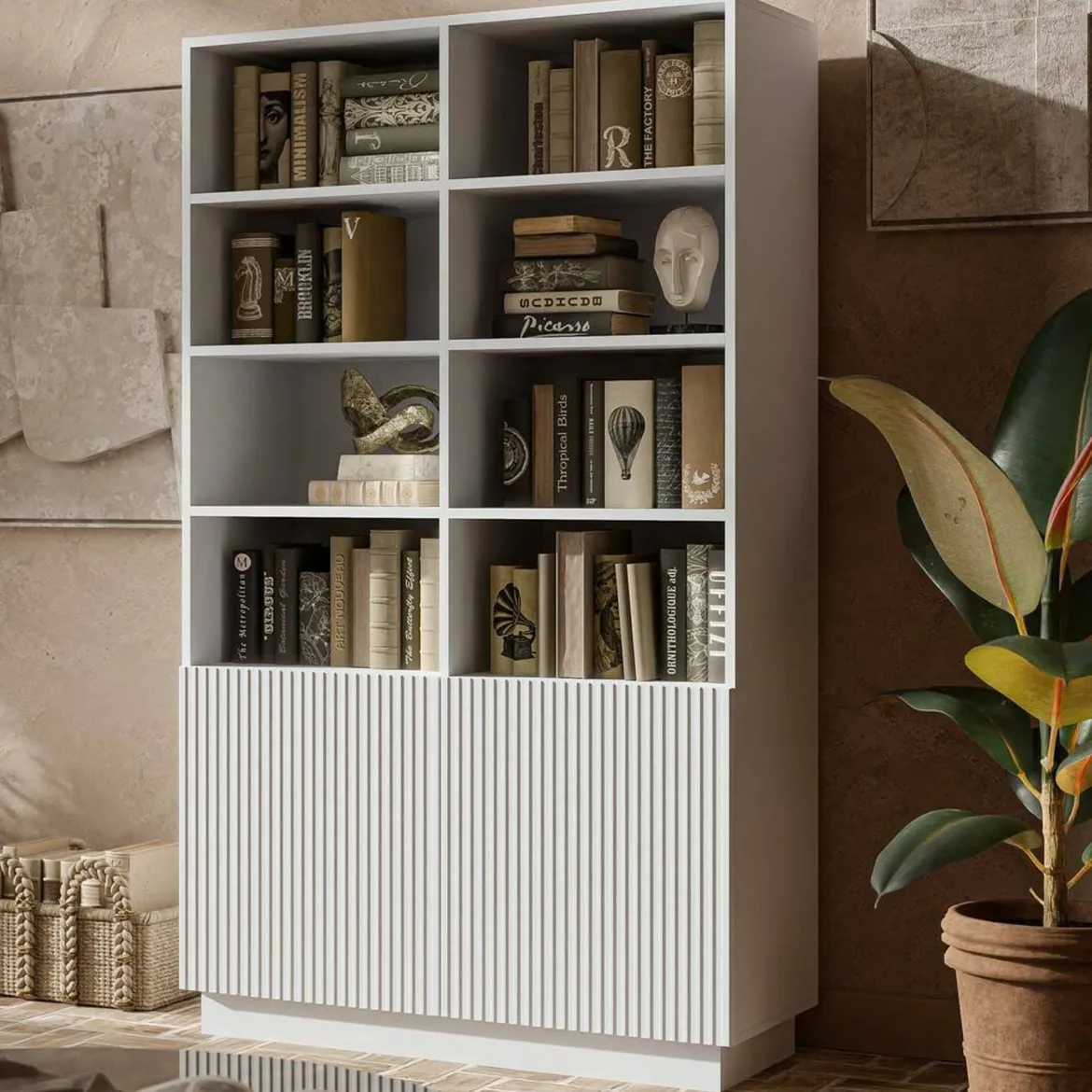 Libreria 10 ripiani bianca 172x100h cm - Miniato
