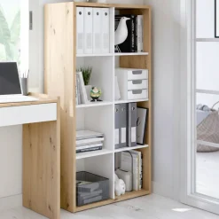 Libreria 6 ripiani legno e bianca 71x137h cm - Alliers