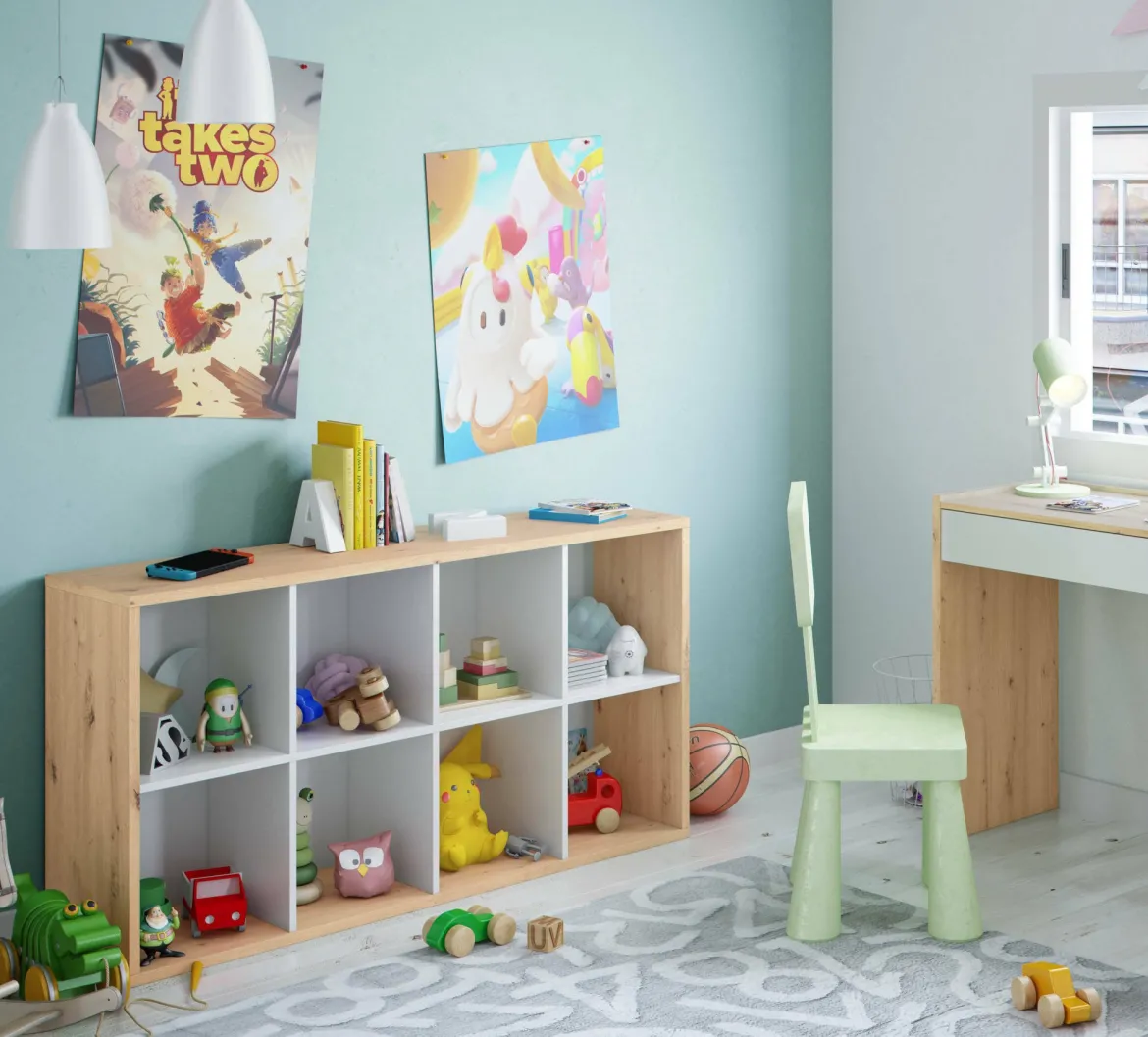 Libreria 6 ripiani legno e bianca 71x137h cm - Alliers