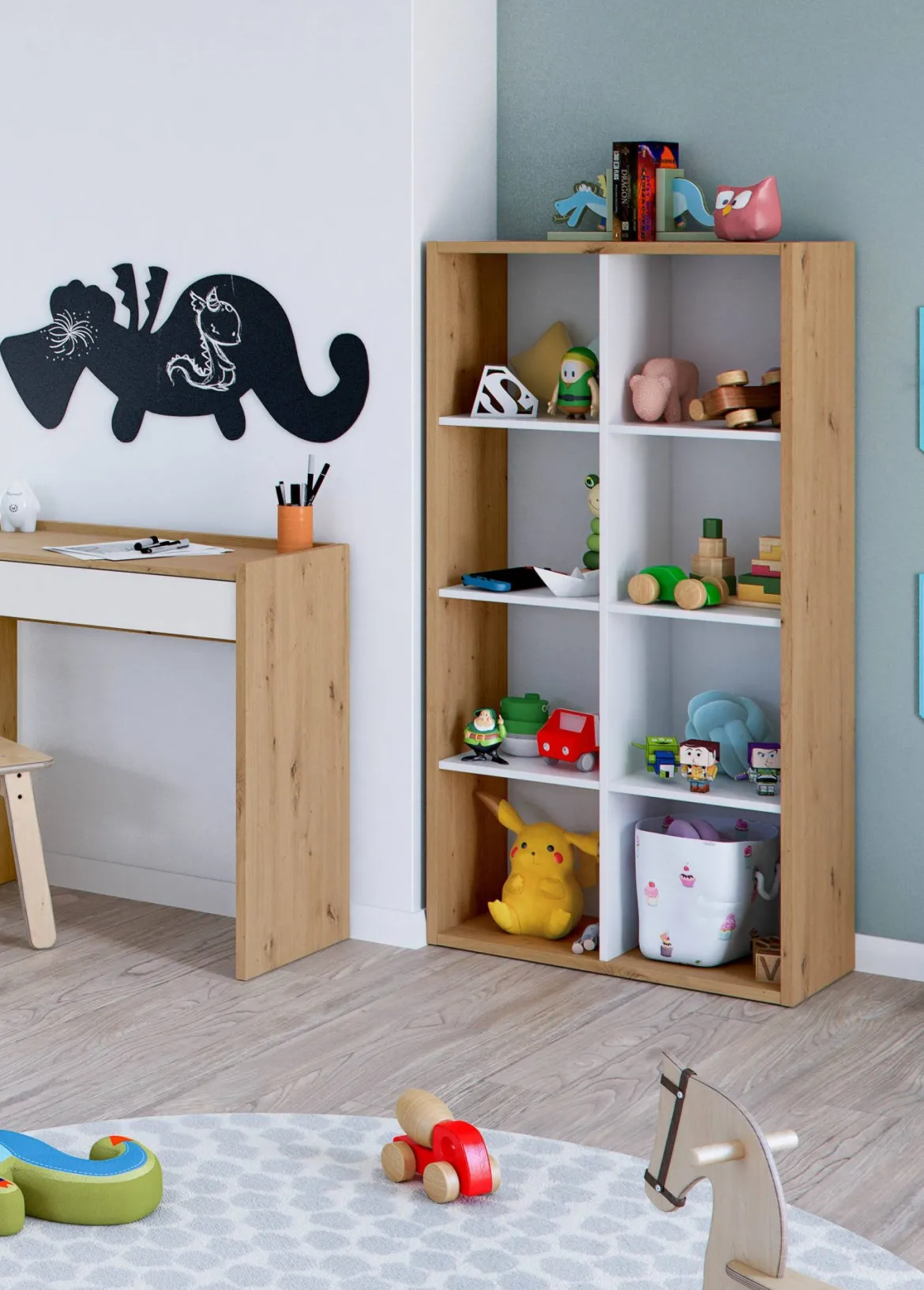 Libreria 6 ripiani legno e bianca 71x137h cm - Alliers
