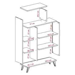Libreria 5 ripiani noce e gialla 90x132h cm - Agni