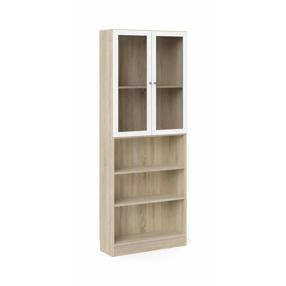 Libreria 3 ripiani quercia e bianca 79x203h cm - Chedeng
