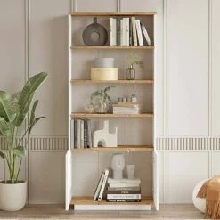 Libreria 4 ripiani quercia e bianca 75x168h cm - Achromic
