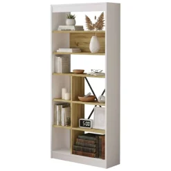 Libreria 5 ripiani quercia e bianca 75x170h cm - Emong