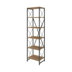 Libreria 5 ripiani quercia e nera 50x180h cm - Yara