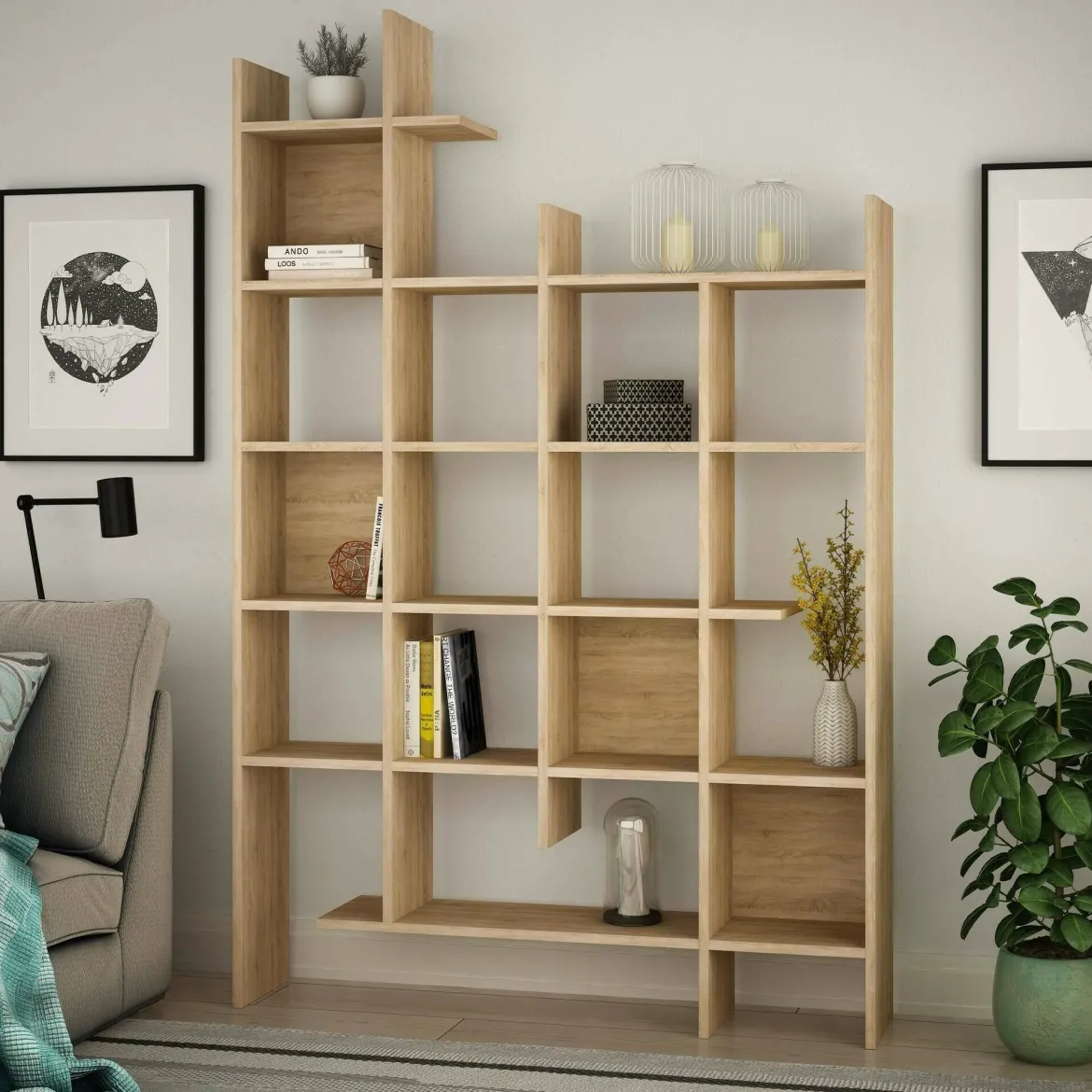 Libreria 18 ripiani quercia 122x188h cm - Achela
