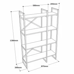 Libreria 4 ripiani quercia 87x138h cm - Desire