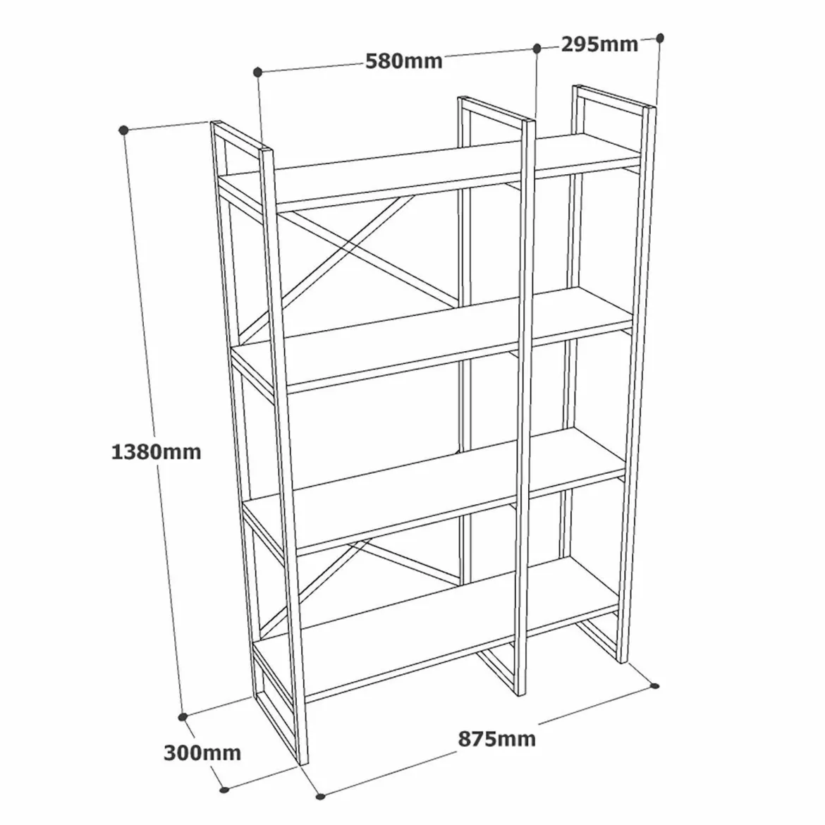 Libreria 4 ripiani quercia 87x138h cm - Desire