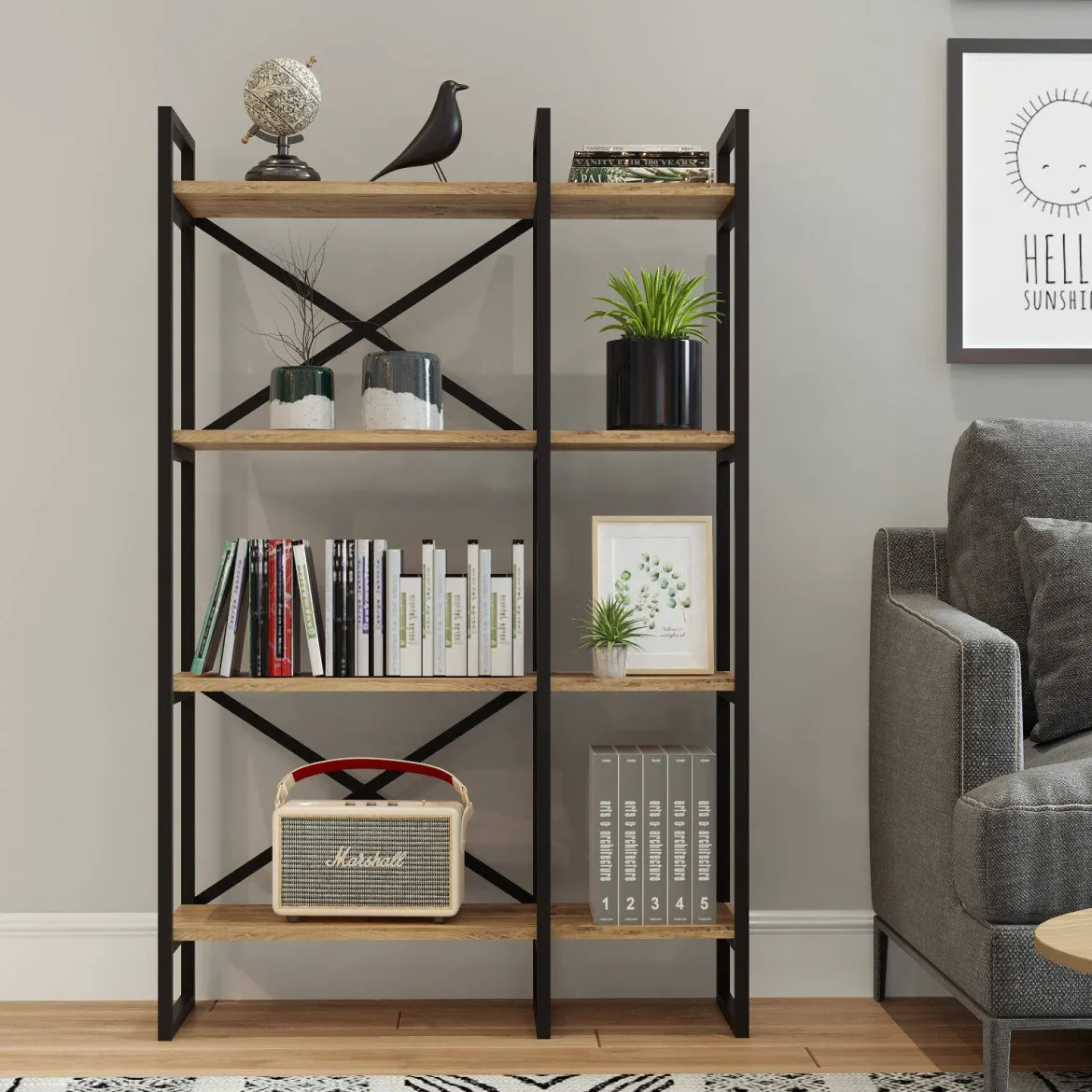 Libreria 4 ripiani quercia 87x138h cm - Desire