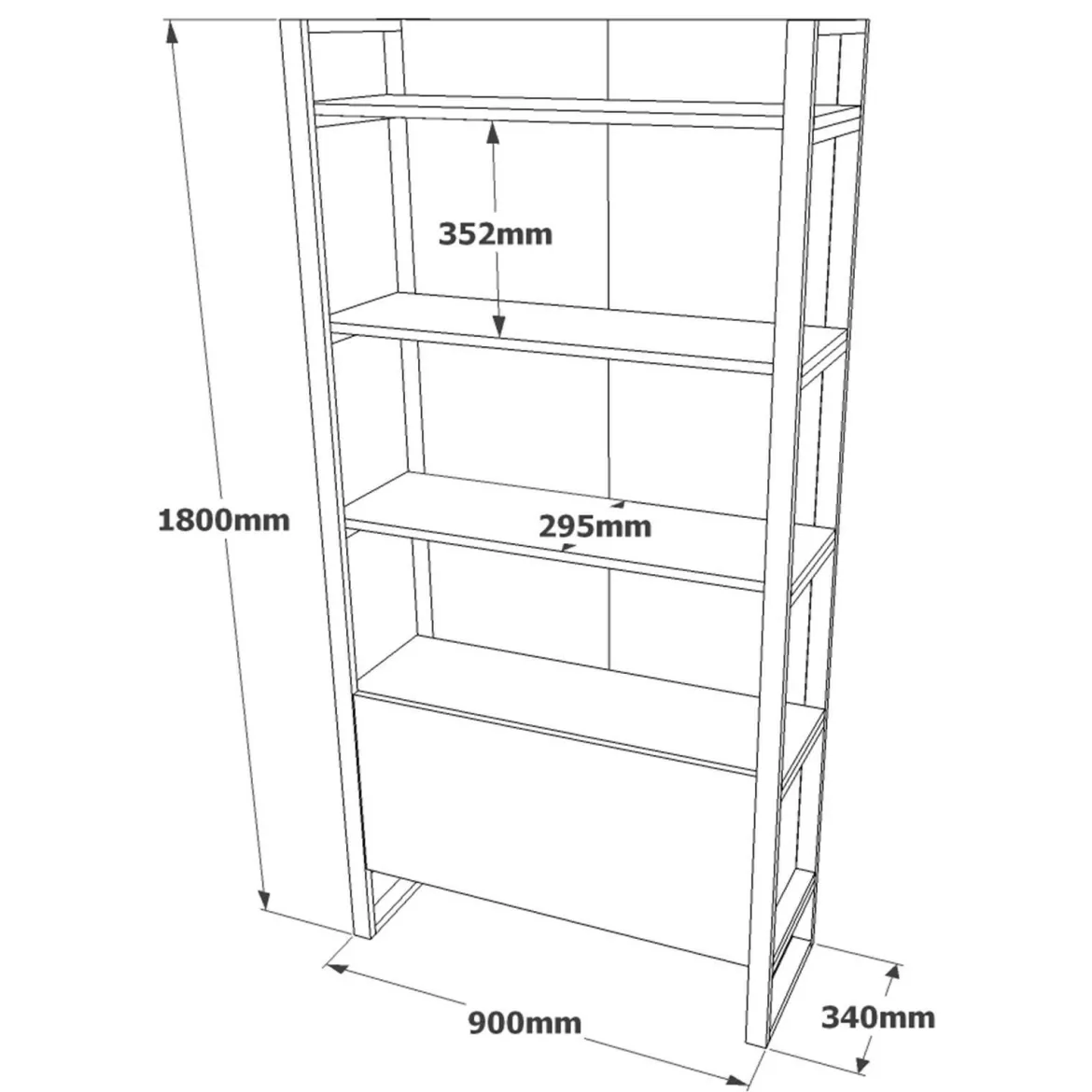 Libreria 4 ripiani quercia 90x180h cm - Georges